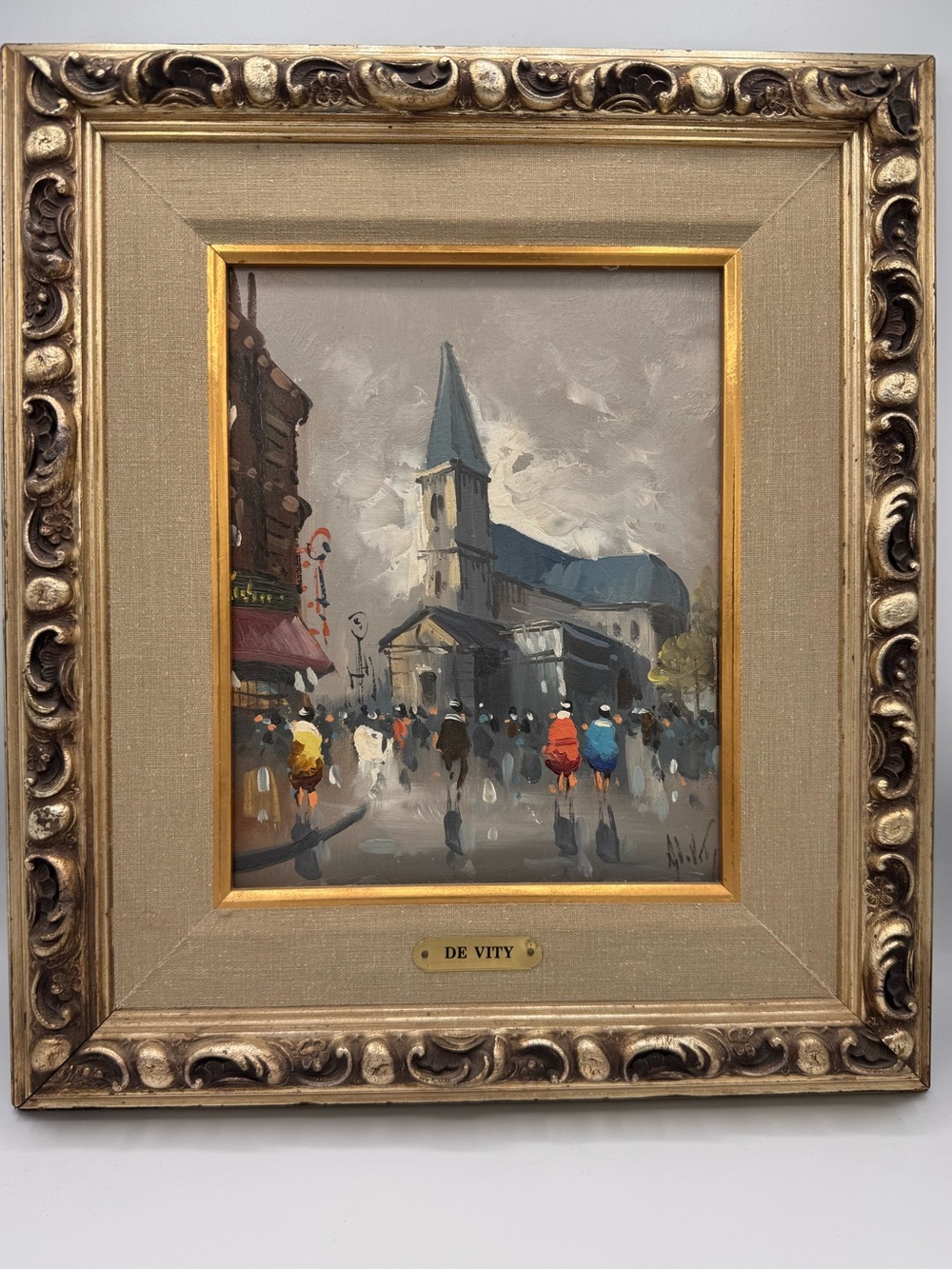 Antonio DeVity Framed Street Scene Painting - Gold Frame